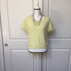 NWOT Jennifer Lopez Green Fuzzy Shimmer Top Size M
